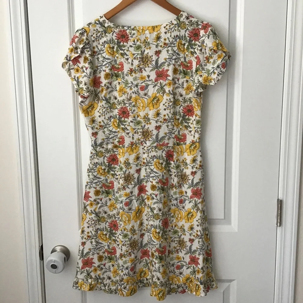 Short Sleeve Button Front V-neck Floral LOFT Dress - Picture 3 of 7